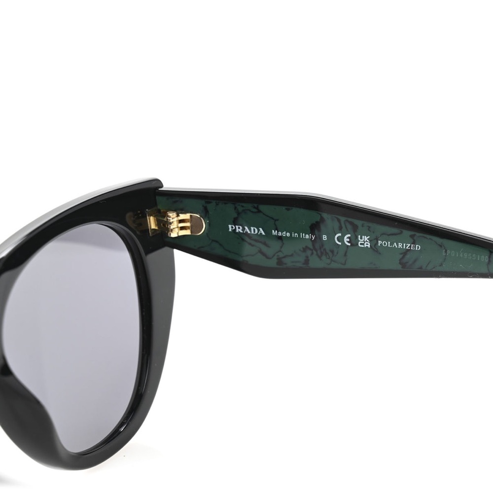 Prada Women's Acetate Black Cat-Eye Sunglasses. SPR 14W Black Green - Picture 13 of 16